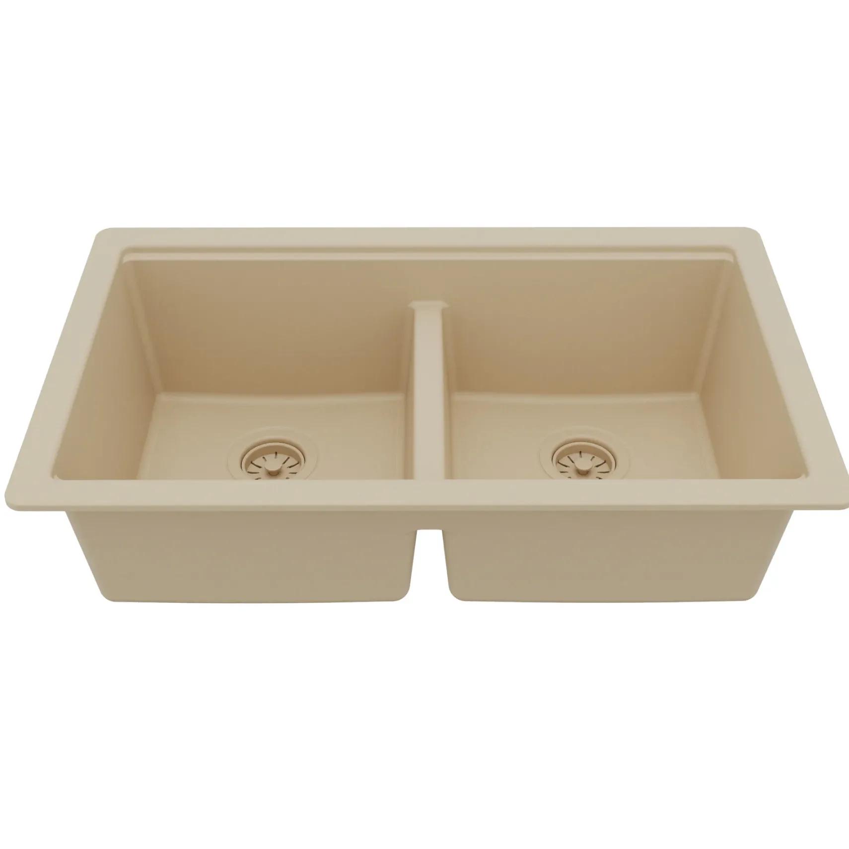 Karran 32" Undermount Quartz Composite Workstation Kitchen Sink, 50/50 Double Bowl, Bisque, QUWS-880-BI-PK2