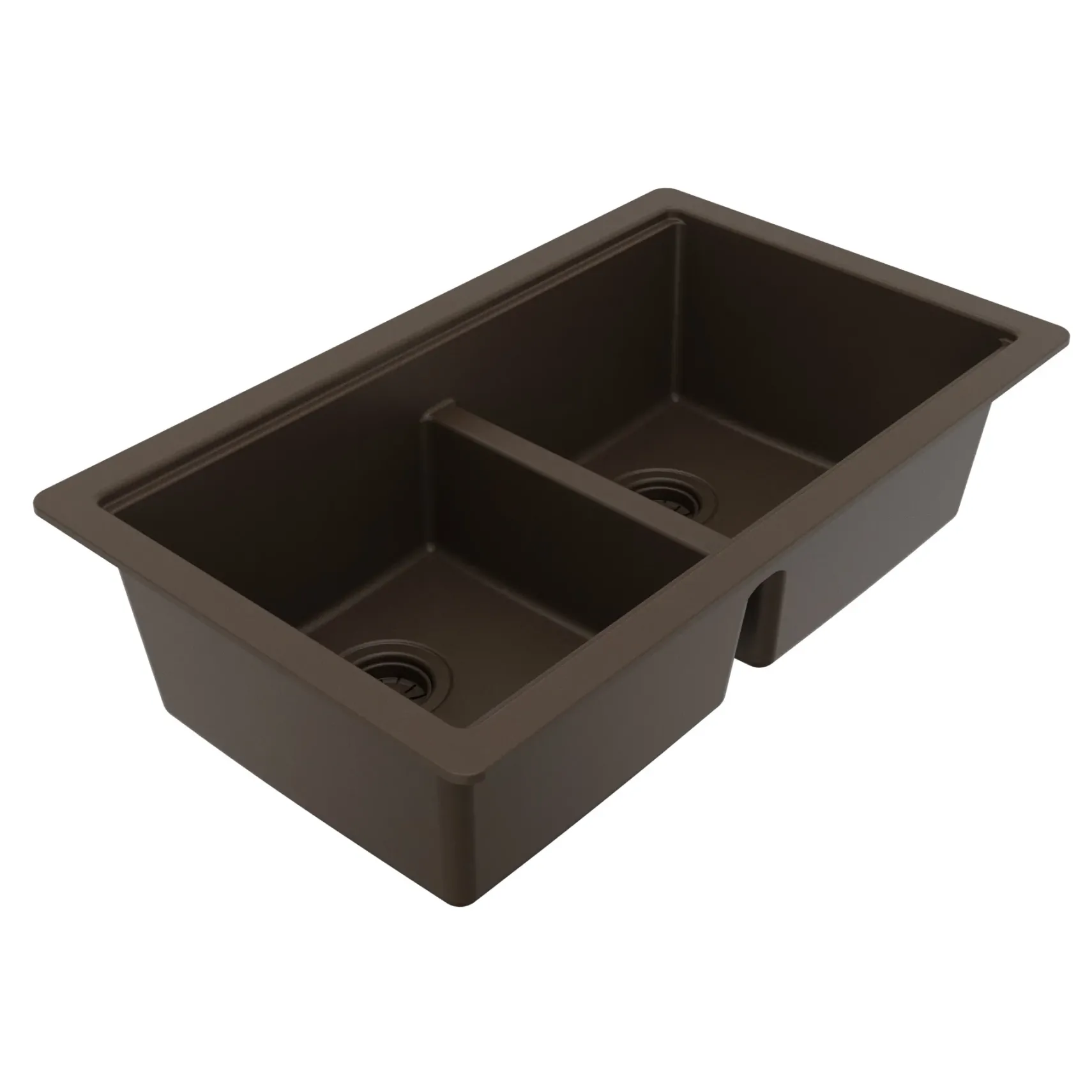 Karran 32" Undermount Quartz Composite Workstation Kitchen Sink, 50/50 Double Bowl, Brown, QUWS-880-BR-PK2