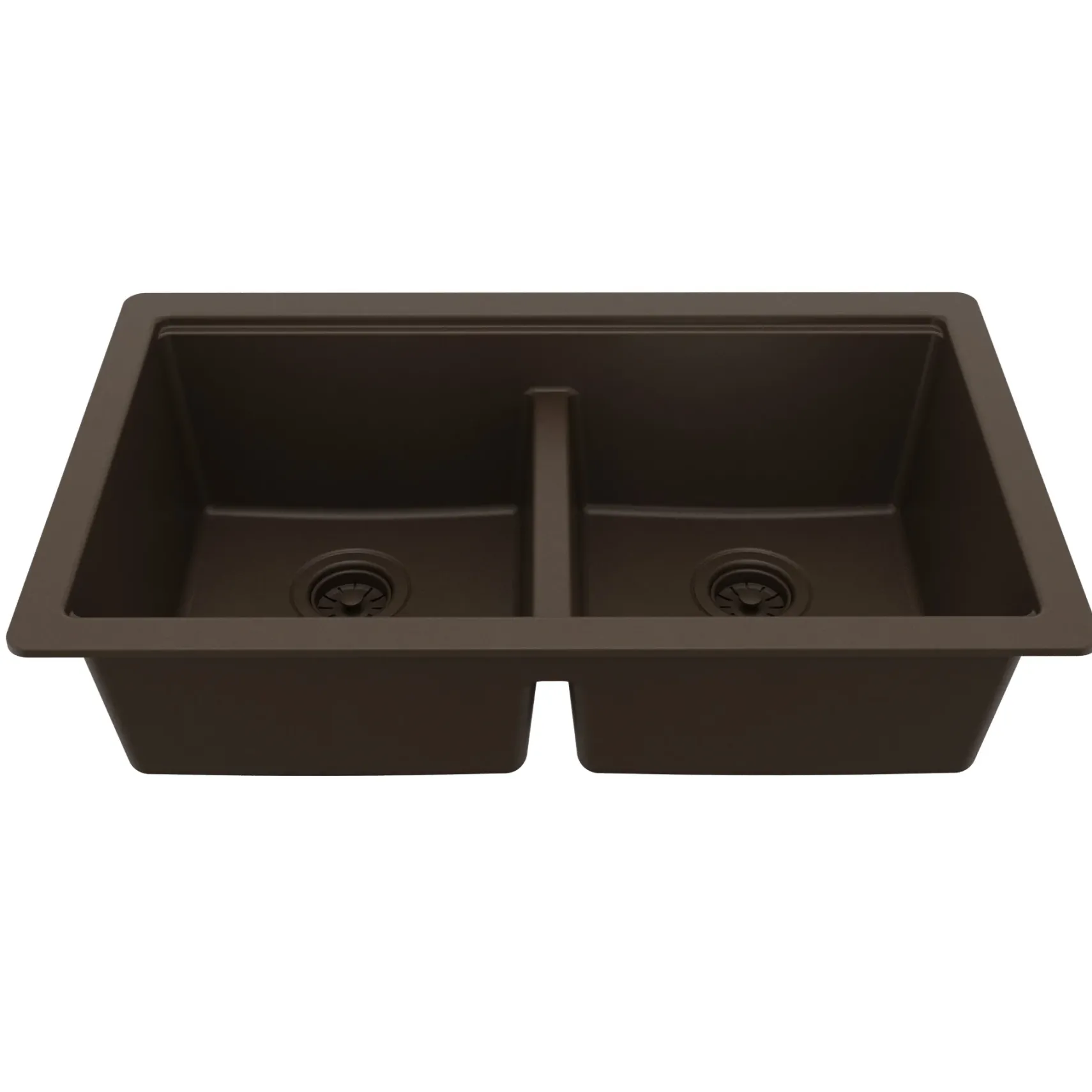 Karran 32" Undermount Quartz Composite Workstation Kitchen Sink, 50/50 Double Bowl, Brown, QUWS-880-BR-PK2