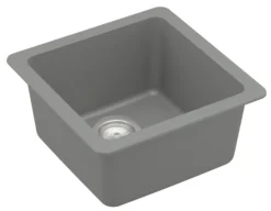 Karran 17" Undermount Quartz Composite Kitchen Sink, Grey, QU-690-GR
