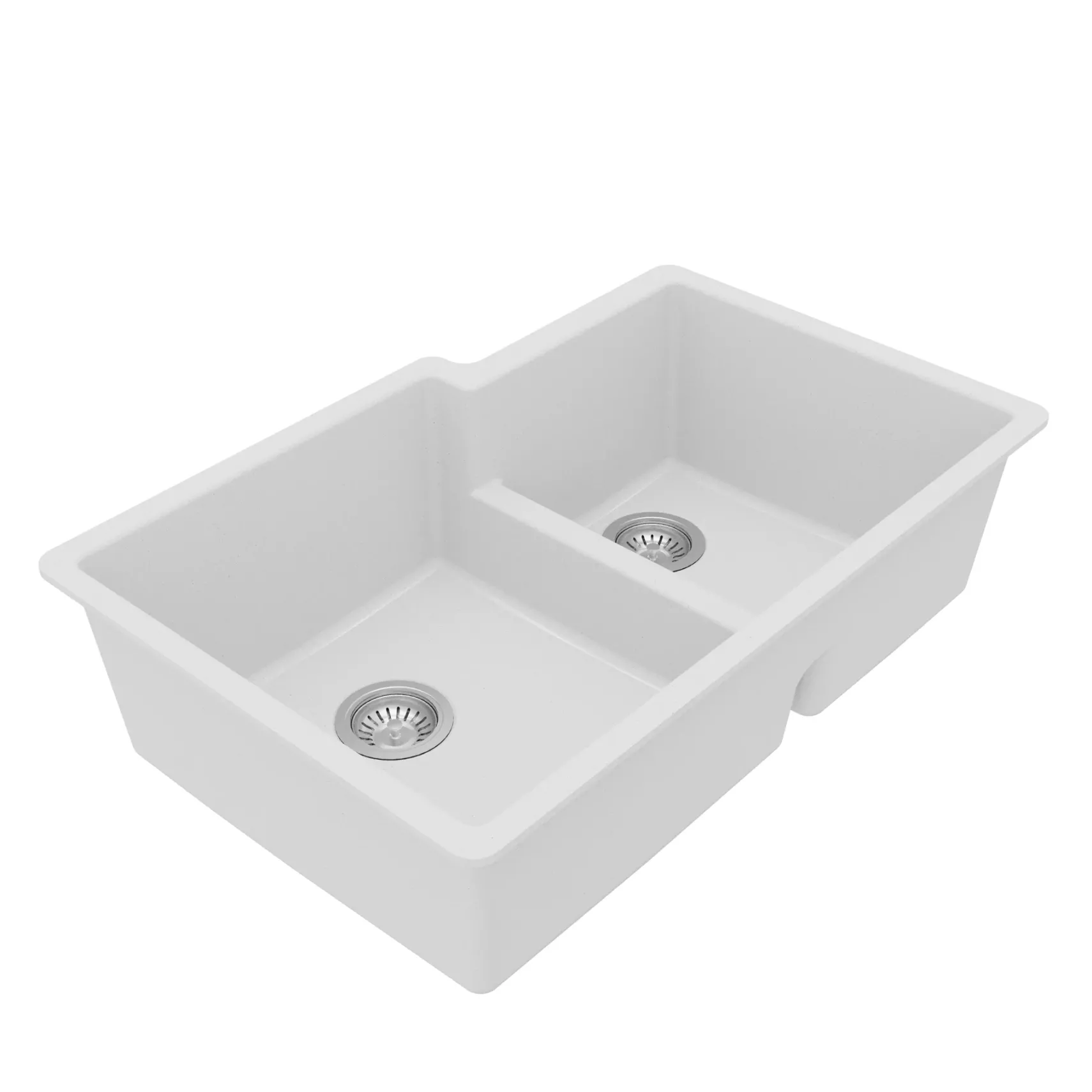 Karran 32" Undermount Quartz Composite Kitchen Sink with Accessories, 60/40 Double Bowl, White, QU-811-WH-PK1