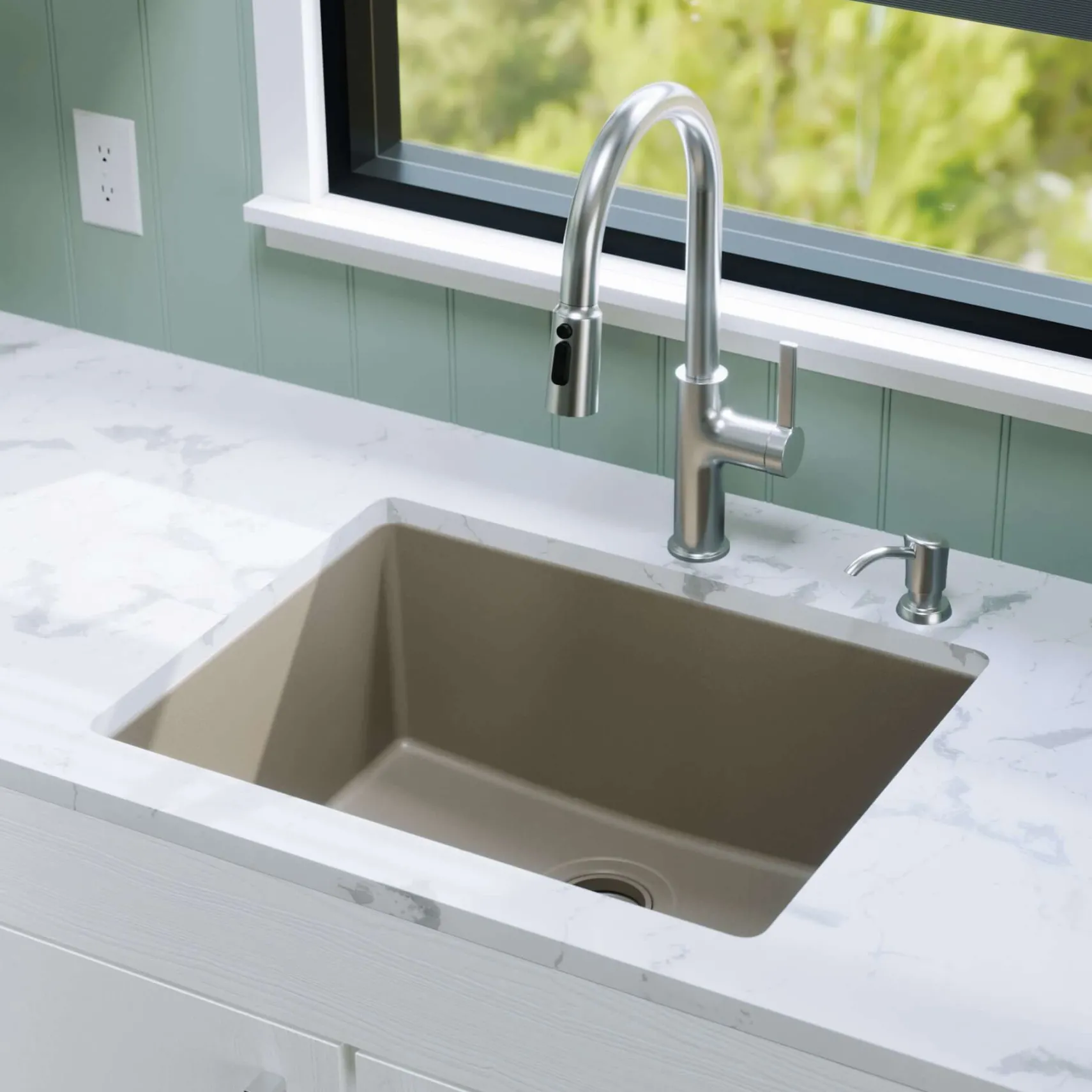 Karran 24" Undermount Quartz Composite Kitchen Sink, Concrete, QU-820-CN