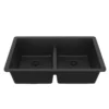 Karran 32" Undermount Quartz Composite Kitchen Sink, 50/50 Double Bowl, Black, QU-810-BL