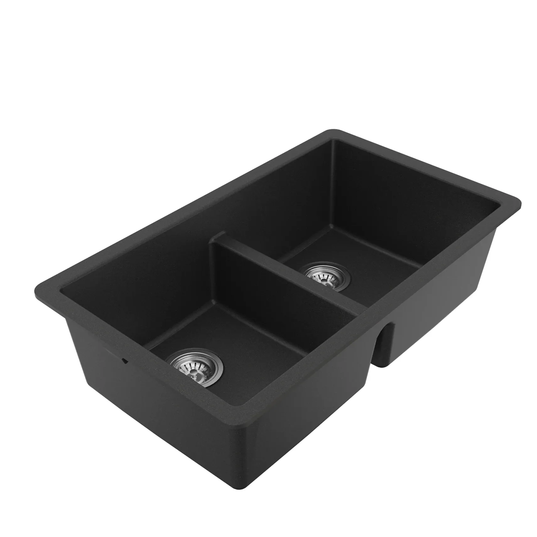 Karran 32" Undermount Quartz Composite Kitchen Sink with Accessories, 50/50 Double Bowl, Black, QU-810-BL-PK1