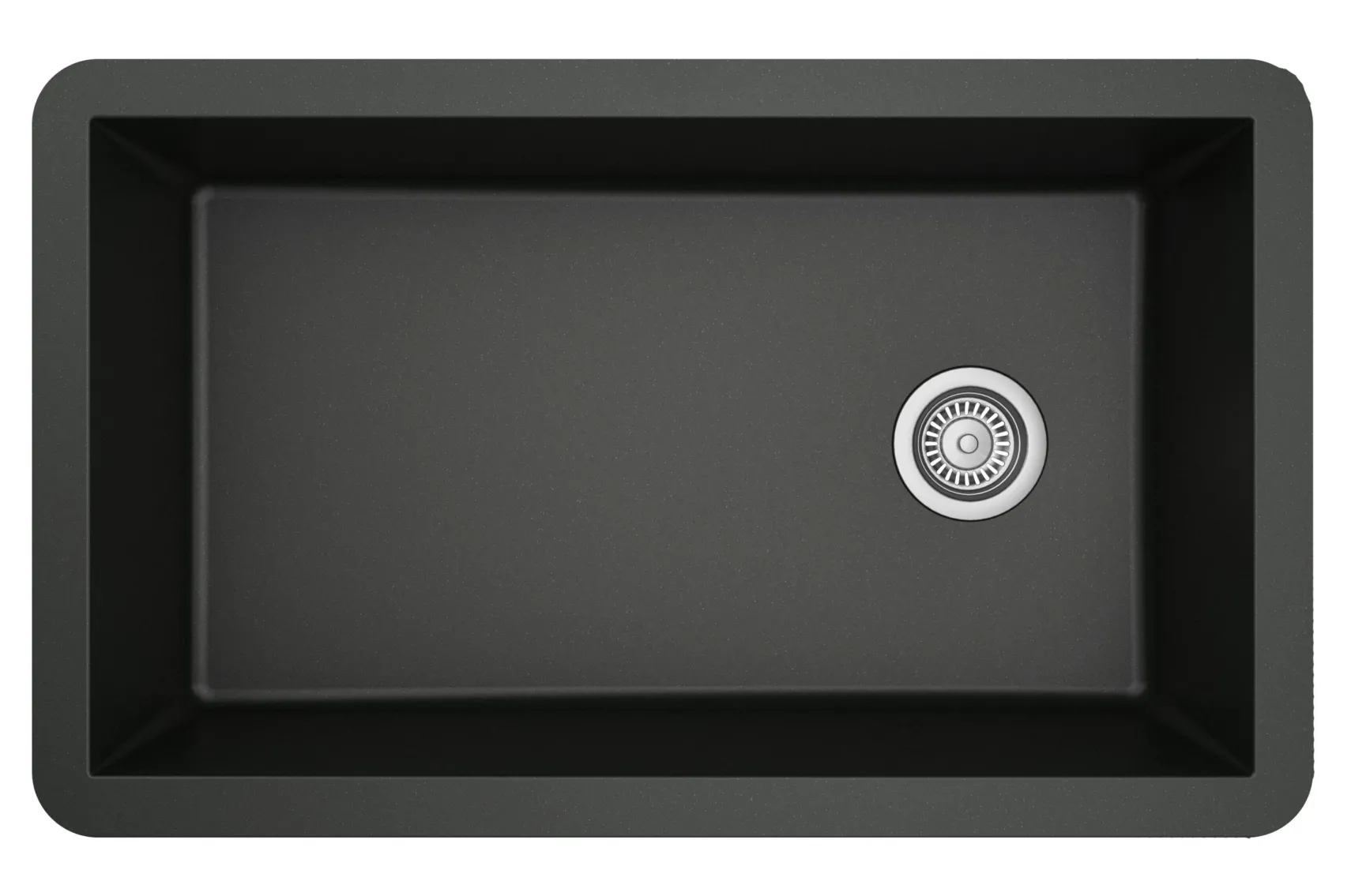 Karran 32" Undermount Quartz Composite Kitchen Sink, Black, QU-670-BL-PK1