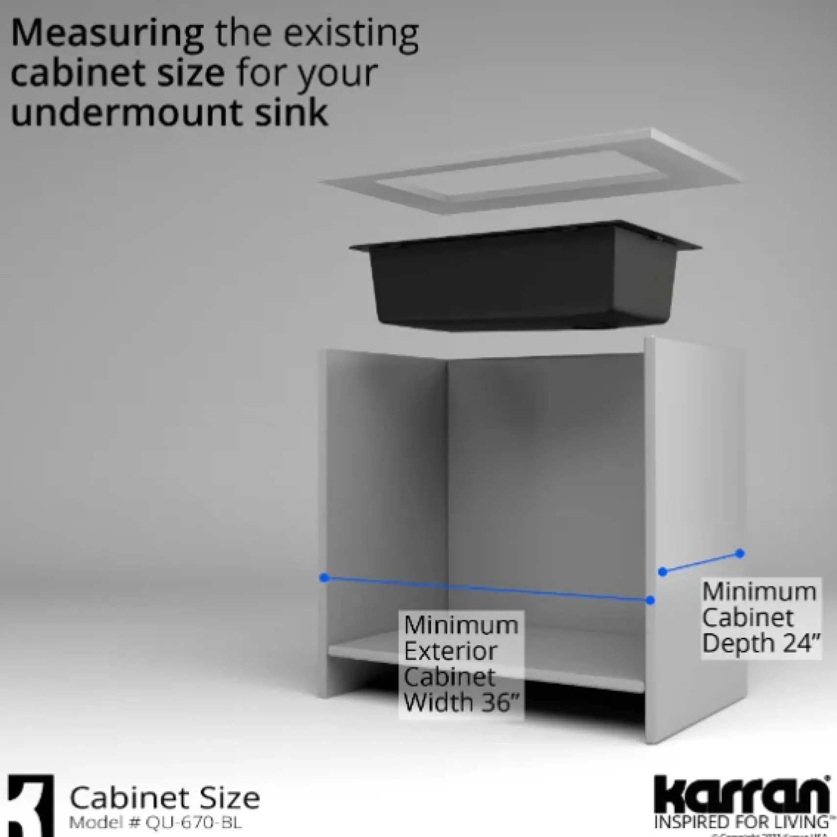 Karran 32" Undermount Quartz Composite Kitchen Sink, Black, QU-670-BL-PK1