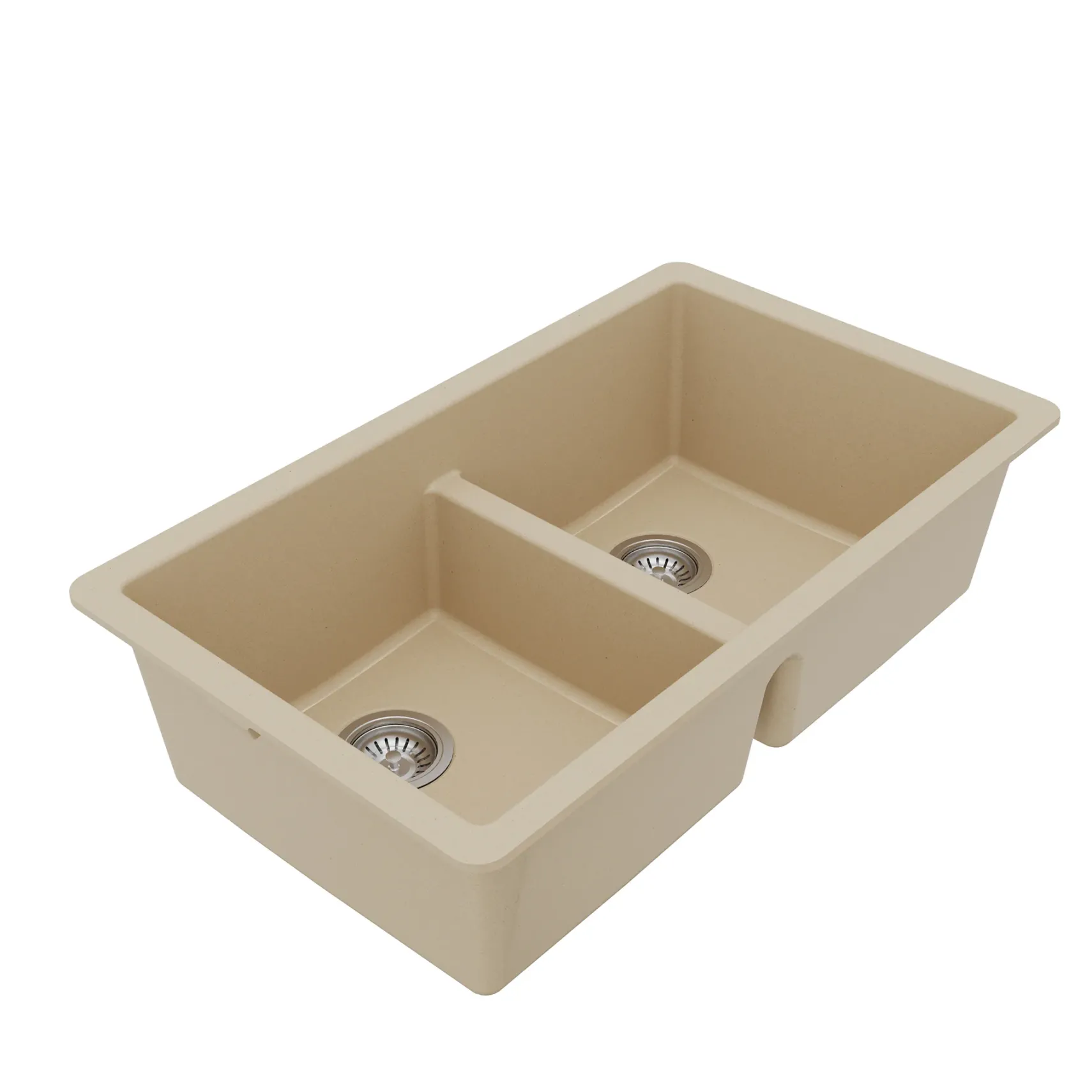 Karran 32" Undermount Quartz Composite Kitchen Sink with Accessories, 50/50 Double Bowl, Bisque, QU-810-BI-PK1