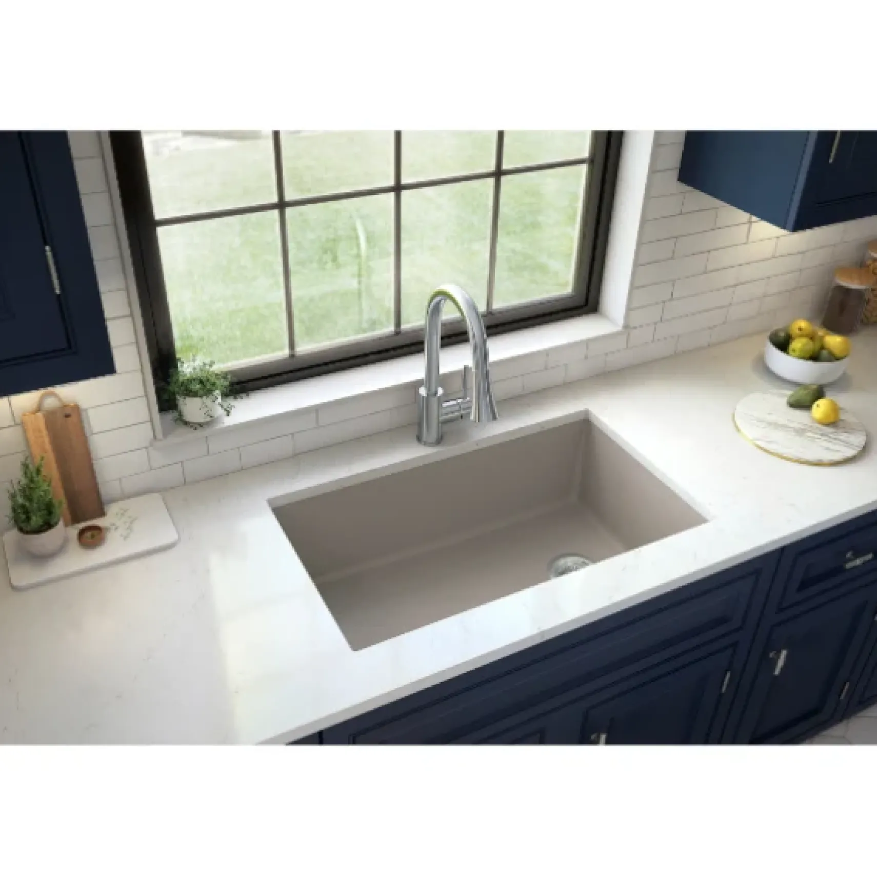 Karran 32" Undermount Quartz Composite Kitchen Sink, Concrete, QU-670-CN