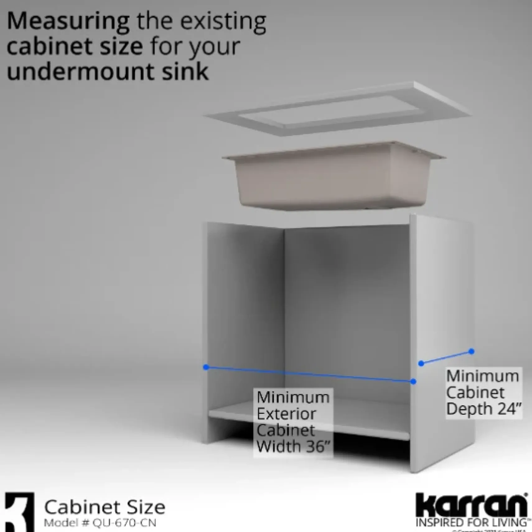 Karran 32" Undermount Quartz Composite Kitchen Sink, Concrete, QU-670-CN