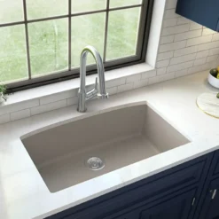 Karran 32" Undermount Quartz Composite Kitchen Sink, Concrete, QU-712-CN-PK1