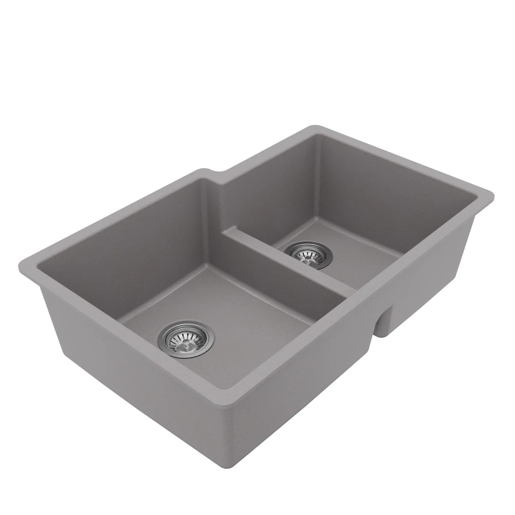 Karran 32" Undermount Quartz Composite Kitchen Sink with Accessories, 60/40 Double Bowl, Grey, QU-811-GR-PK1