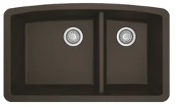 Karran 33" Undermount Quartz Composite Kitchen Sink, 60/40 Double Bowl, Brown, QU-711-BR