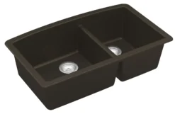 Karran 33" Undermount Quartz Composite Kitchen Sink, 60/40 Double Bowl, Brown, QU-711-BR