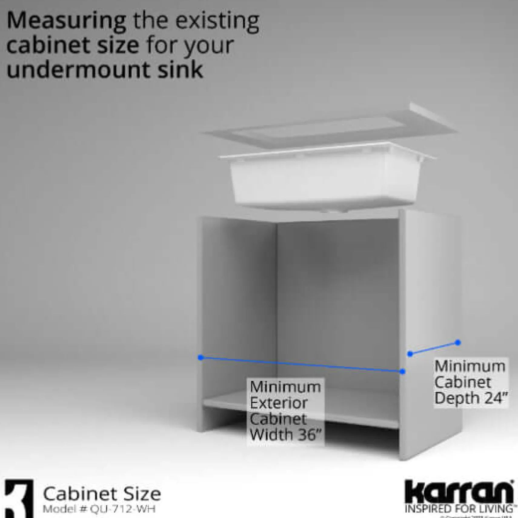 Karran 32" Undermount Quartz Composite Kitchen Sink, White, QU-712-WH-PK1