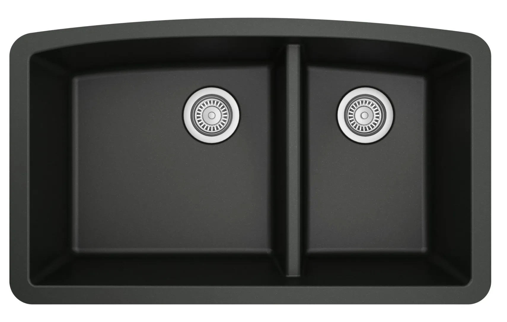 Karran 32" Undermount Quartz Composite Kitchen Sink, 60/40 Double Bowl, Black, QU-711-BL-PK1