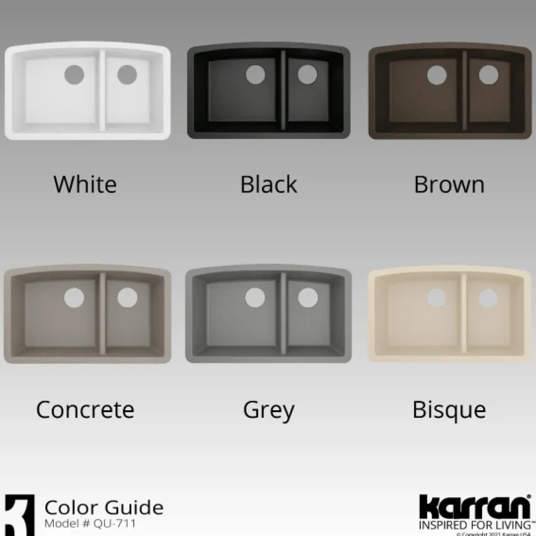 Karran 32" Undermount Quartz Composite Kitchen Sink, 60/40 Double Bowl, Black, QU-711-BL-PK1