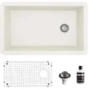 Karran 32" Undermount Quartz Composite Kitchen Sink, White, QU-670-WH-PK1