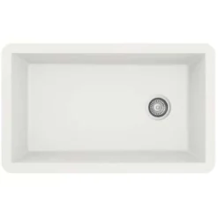 Karran 32" Undermount Quartz Composite Kitchen Sink, White, QU-670-WH-PK1