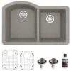 Karran 32" Undermount Quartz Composite Kitchen Sink, 60/40 Double Bowl, Concrete, QU-610-CN-PK1
