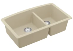Karran 33" Undermount Quartz Composite Kitchen Sink, 60/40 Double Bowl, Bisque, QU-711-BI