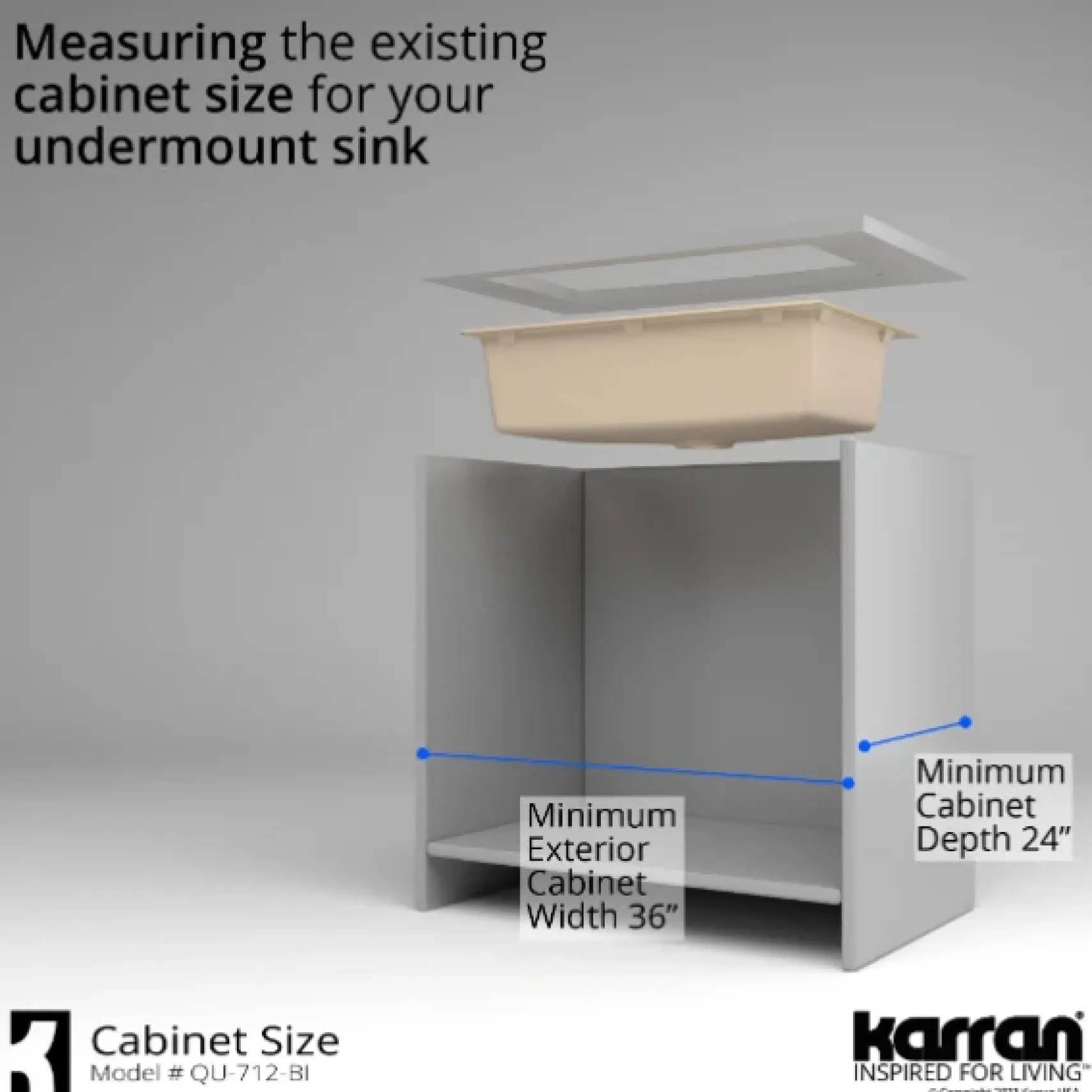 Karran 32" Undermount Quartz Composite Kitchen Sink, Bisque, QU-712-BI-PK1