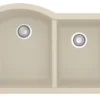Karran 32" Undermount Quartz Composite Kitchen Sink, 60/40 Double Bowl, Bisque, QU-610-BI