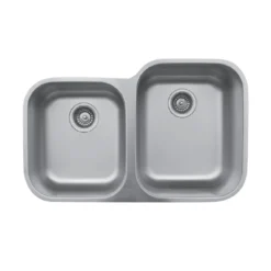 Karran 32" Undermount Stainless Steel Kitchen Sink, 40/60 Double Bowl, 18 Gauge, U-6040L