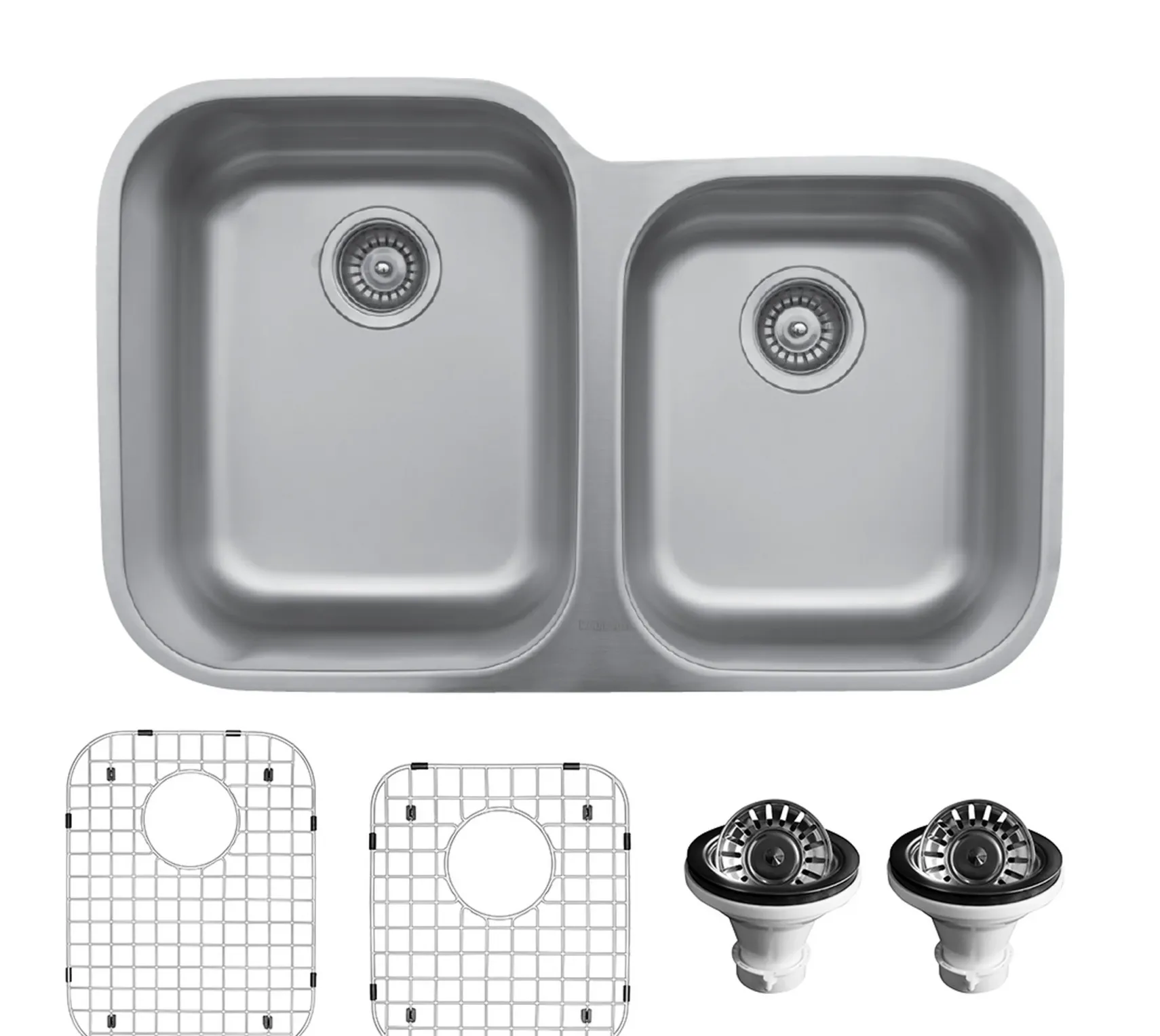 Karran 32" Undermount Stainless Steel Kitchen Sink with Accessories, 60/40 Double Bowl, 18 Gauge, U-6040R-PK1