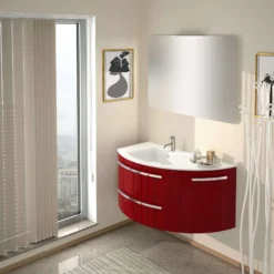 Latoscana 38" Modern Bathroom Vanity Left Side Corner, Ameno Series, Red, AM38OPT1R
