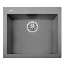 Latoscana Plados 23" Quartz Composite Drop-in Single Bowl Kitchen Sink, Silver, ON6010-42UG