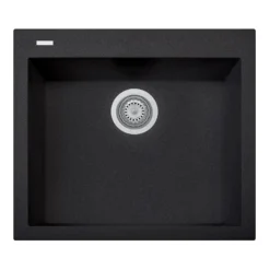 Latoscana Plados 23" Quartz Composite Drop-in Single Bowl Kitchen Sink, Black, ON6010-44UG