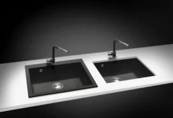 Latoscana Plados 23" Quartz Composite Drop-in Single Bowl Kitchen Sink, Black, ON6010-44UG