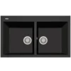 Latoscana Plados 34" Quartz Composite Drop-in Double Bowl Kitchen Sink, Black, AM8620-44UG