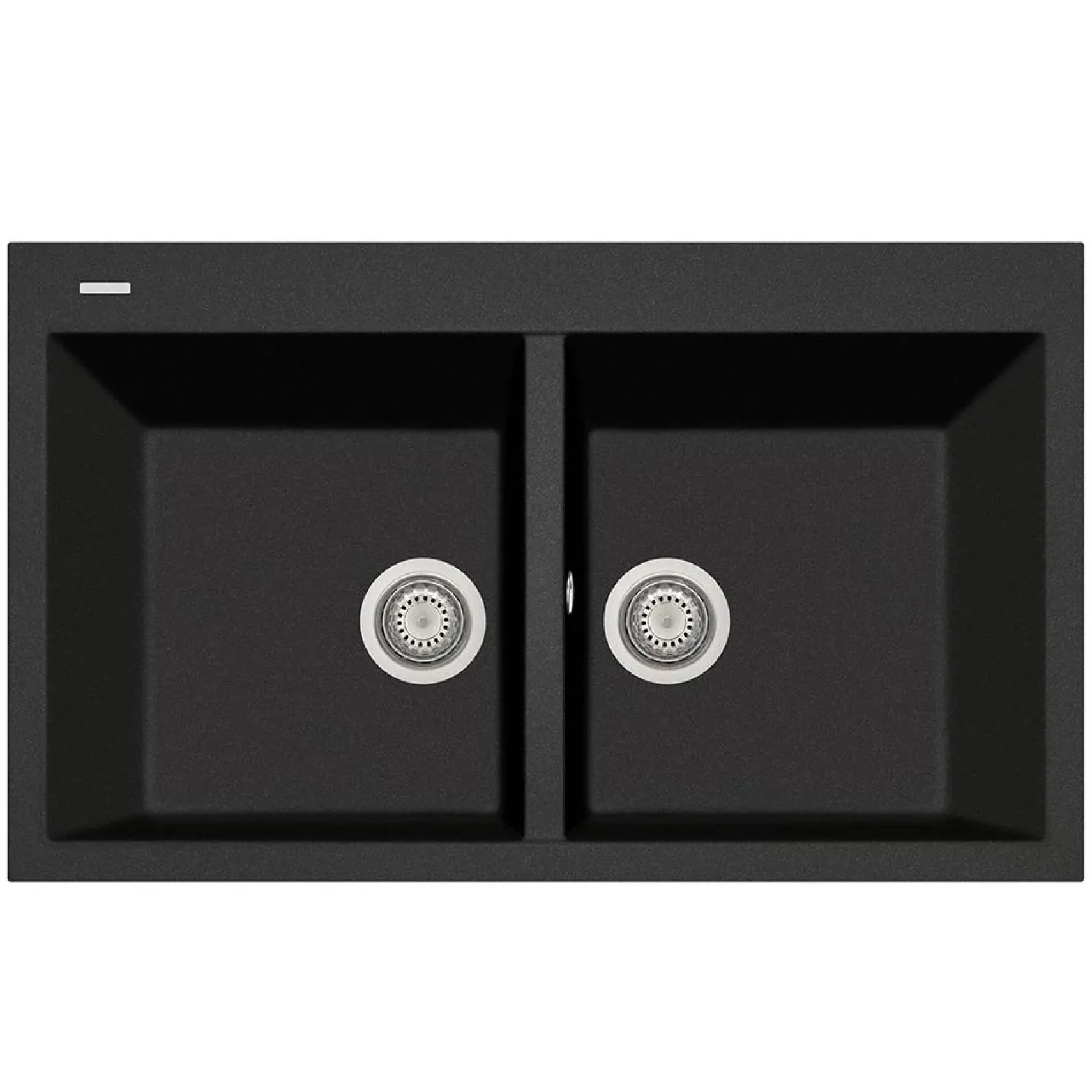 Latoscana Plados 34" Quartz Composite Drop-in Double Bowl Kitchen Sink, Black, AM8620-44UG