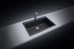 Latoscana Plados 33" Quartz Composite Drop-in Single Bowl Kitchen Sink, Black, ON8410-44UG