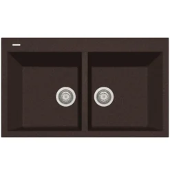 Latoscana Plados 34" Quartz Composite Drop-in Double Bowl Kitchen Sink, Brown, AM8620-64UG