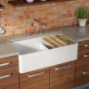 Latoscana 36" Double Bowl Fireclay Farmhouse Sink with Accessory Ledge, White, LDL3619W