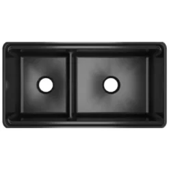 Latoscana 36" Double Bowl Fireclay Farmhouse Sink with Accessory Ledge, Black, LDL3619B