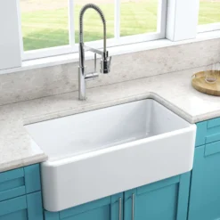 Latoscana 33" Fireclay Single Bowl White Farmhouse Apron Sink, Reversible, LFS3318W
