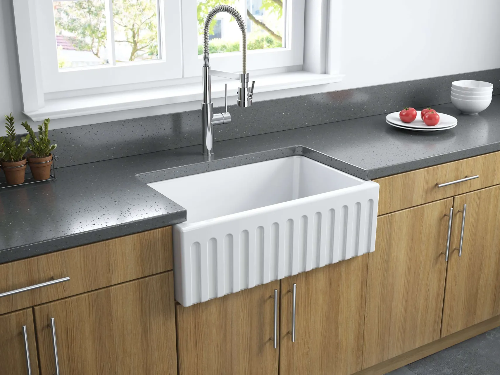 Latoscana 30" Fireclay Single Bowl Farmhouse Apron Sink, White, LFS3018W
