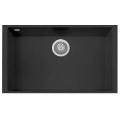 Latoscana Plados 30" Quartz Composite Undermount Single Bowl Kitchen Sink, Black, ON7610ST-44UG
