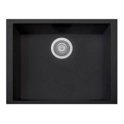 Latoscana Plados 23" Quartz Composite Undermount Single Bowl Kitchen Sink, Black, ON6010ST-44UG