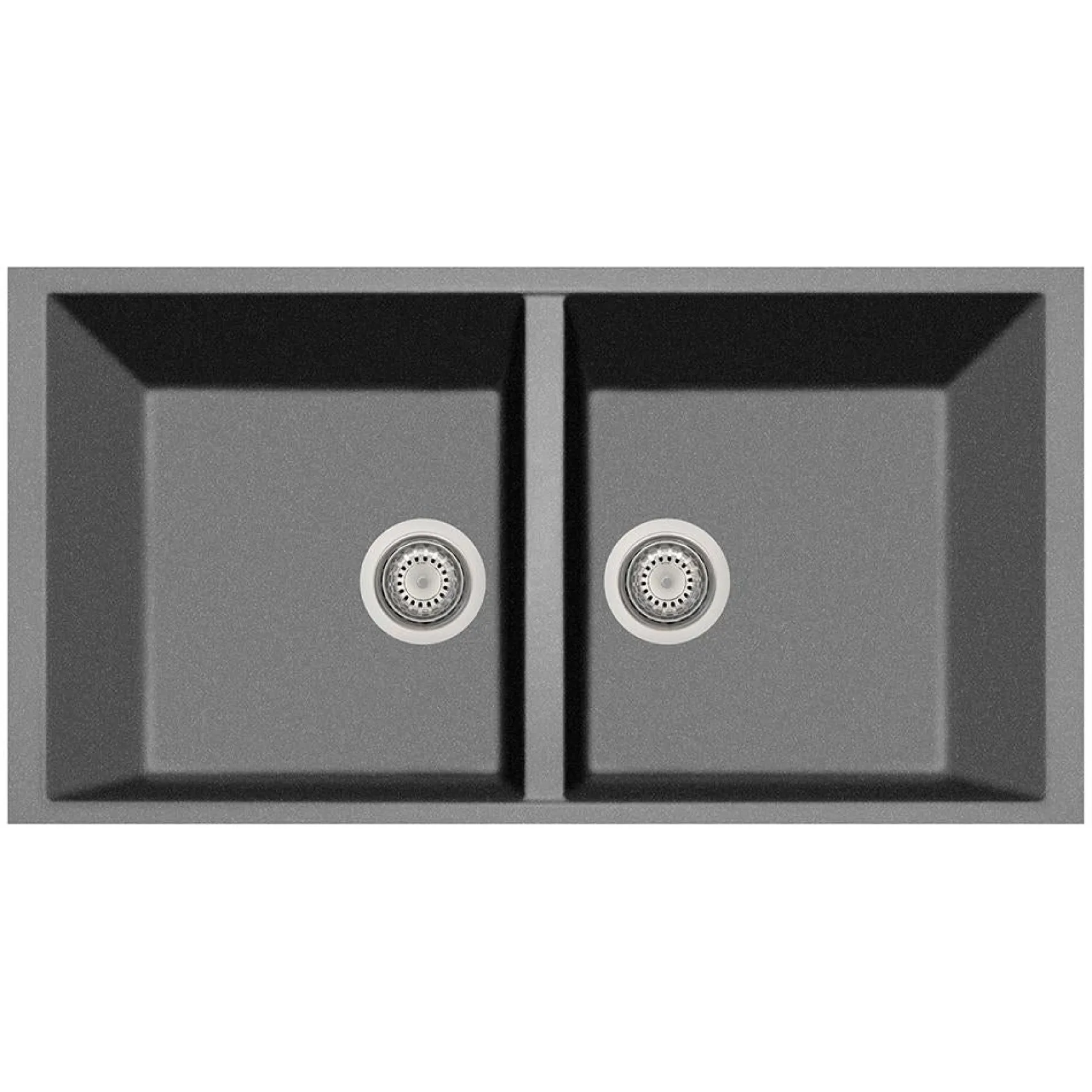 Latoscana Plados 34" Quartz Composite Undermount Double Bowl Kitchen Sink, Titanium, AM8620ST-42UG