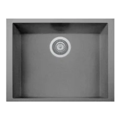 Latoscana Plados 23" Quartz Composite Undermount Single Bowl Kitchen Sink, Silver, ON6010ST-42UG