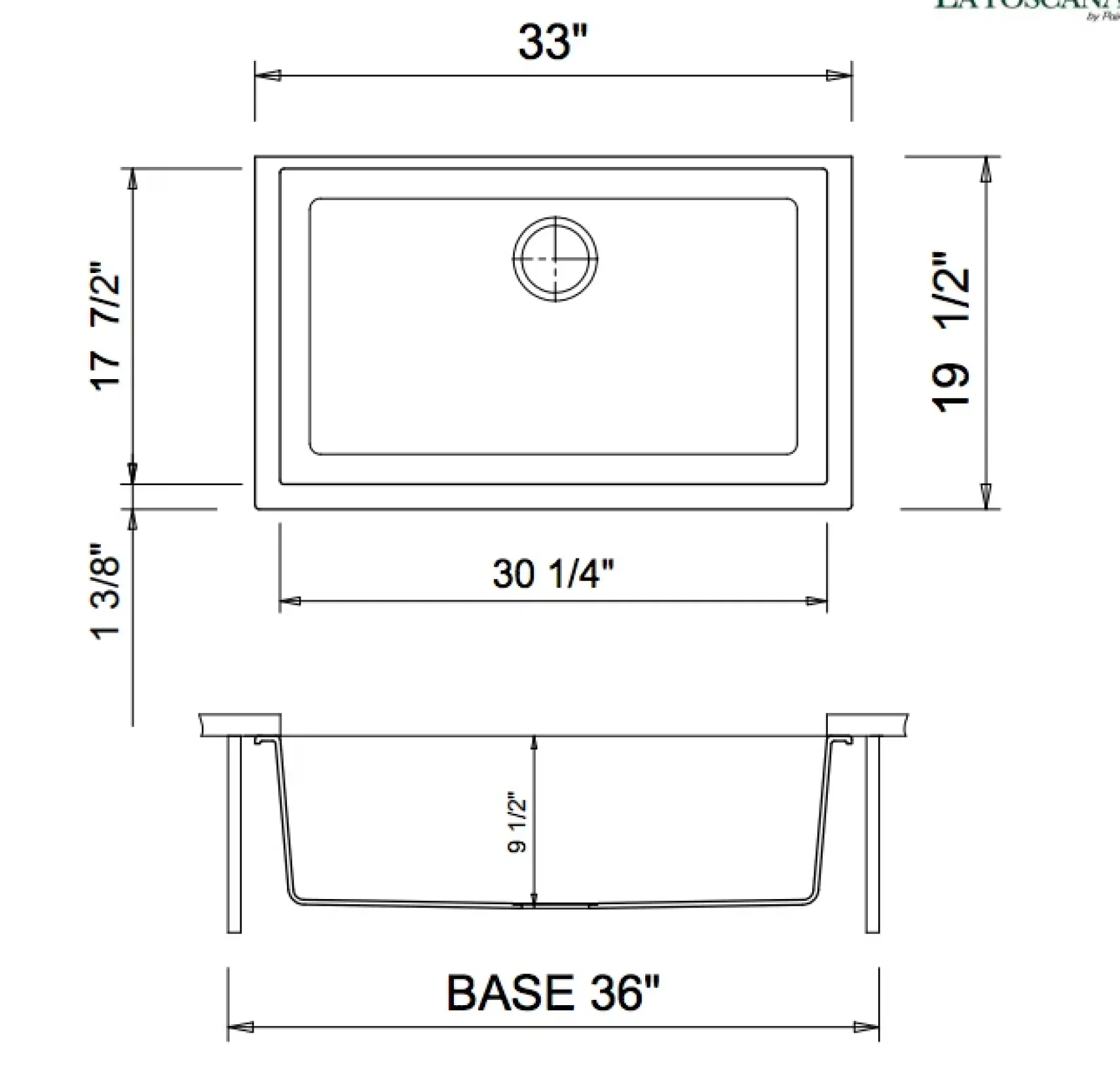 Latoscana Plados 33" Quartz Composite Undermount Single Bowl Kitchen Sink, Brown, ON8410ST-64UG