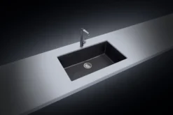 Latoscana Plados 33" Quartz Composite Undermount Single Bowl Kitchen Sink, Black, ON8410ST-44UG
