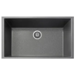Latoscana Plados 33" Quartz Composite Undermount Single Bowl Kitchen Sink, Silver, ON8410ST-42UG