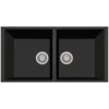 Latoscana Plados 34" Quartz Composite Undermount Double Bowl Kitchen Sink, Black, AM8620ST-44UG