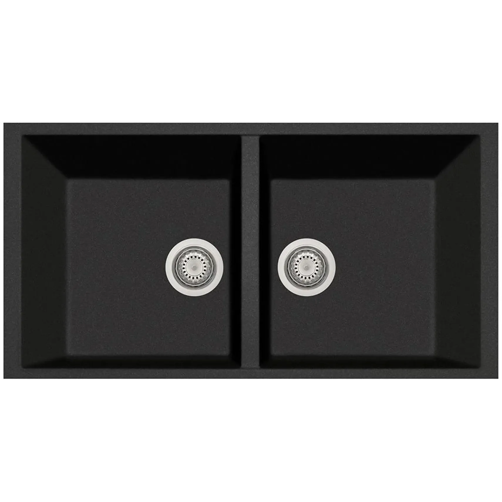 Latoscana Plados 34" Quartz Composite Undermount Double Bowl Kitchen Sink, Black, AM8620ST-44UG