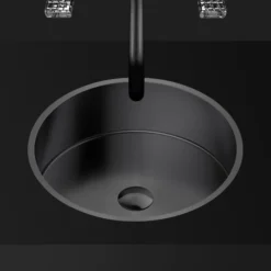 MaestroBath 15" Aurora Modern Round Under-Mount ADA Bathroom Sink, Gun Metal, Stainless Steel, STN-AUR-GUM
